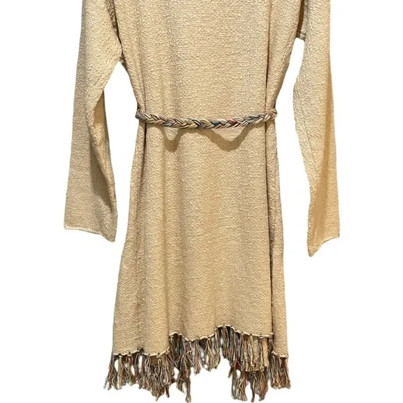 Faherty Cardigan Size Medium Large Aztec Tie Fringe Ivory Sweater - Picture 7 of 10